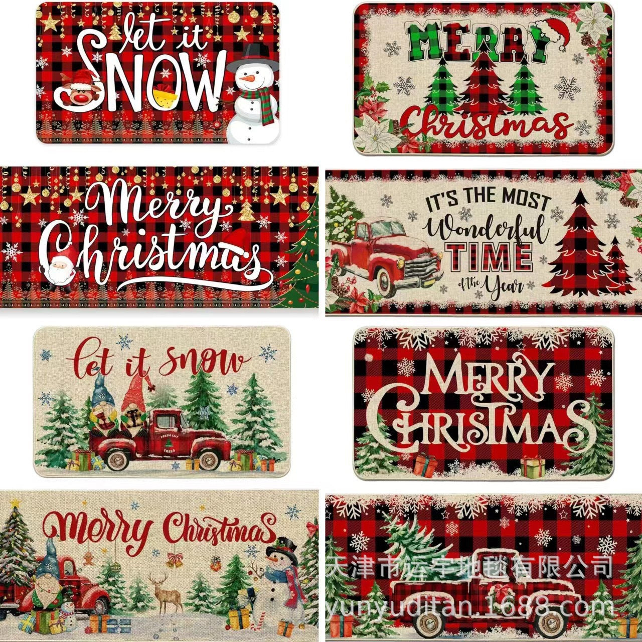 Christmas Carpet Round Living Room Mat Christmas Decoration Atmosphere Mat Christmas Tree Mat Labeling and Shipping