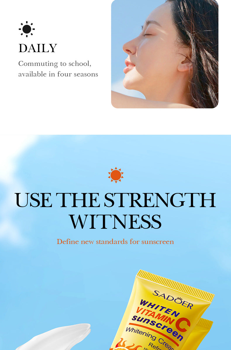 SPF60+VC Sunscreen SADOER Vitamin C Isolation Refreshing Sunscreen Lotion Cross-Border Wholesale