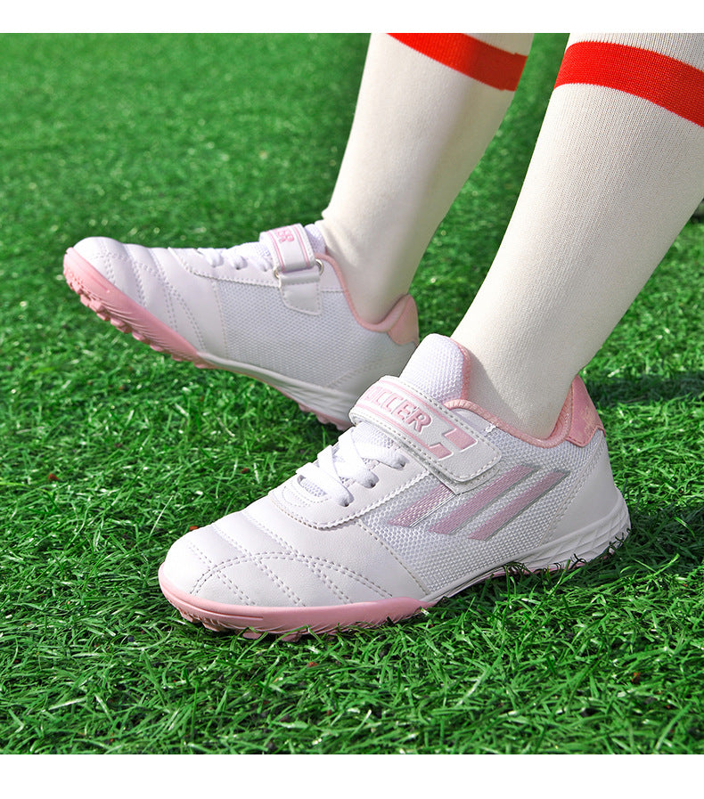 New football shoes for men and women with Velcro for children TF Broken Nail Style Youth Student Grassland Flat Training Shoes