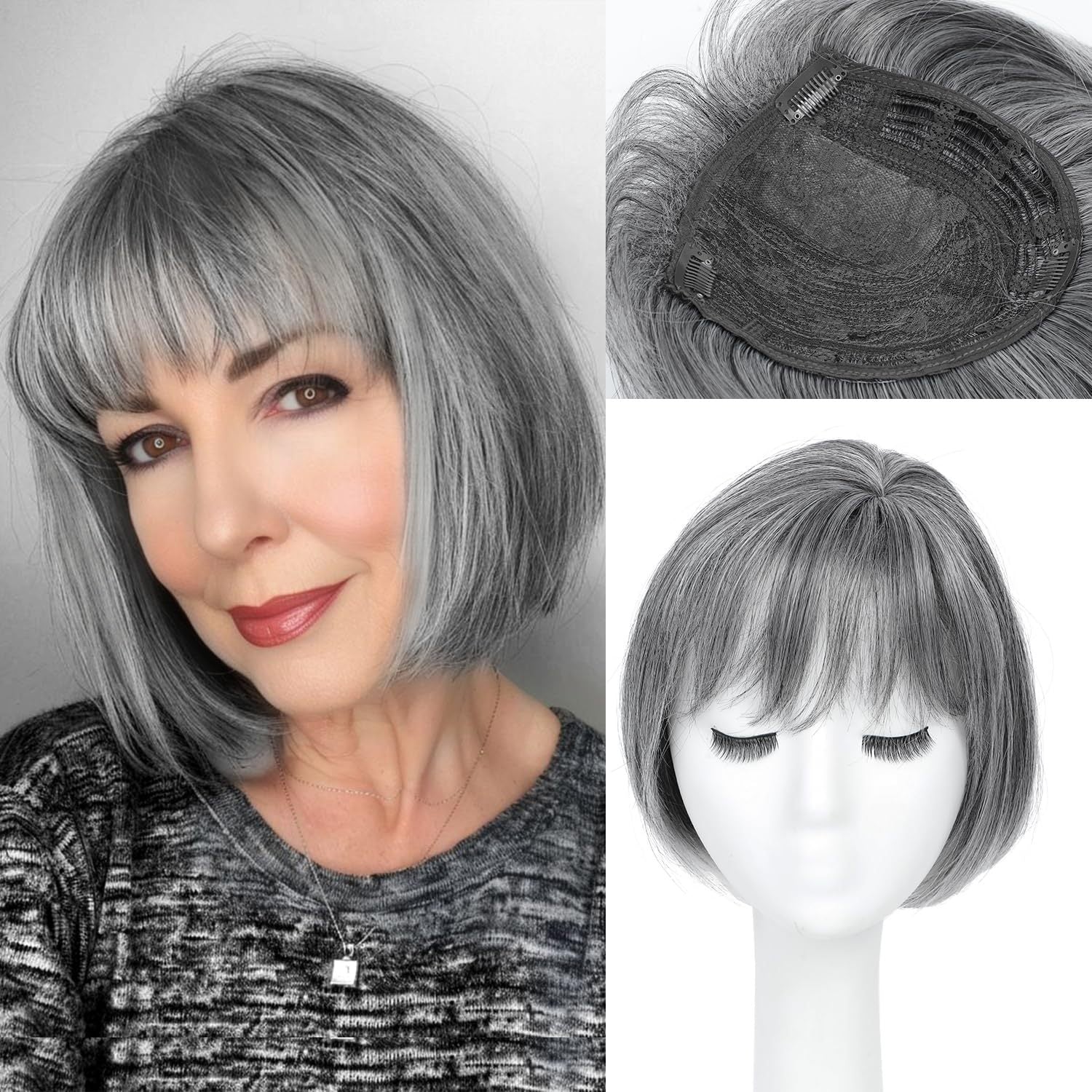 Women's Hair Topper Hairpiece bobo Head Export Cross-Border European and American Synthetic Hair Bangs Hairpiece