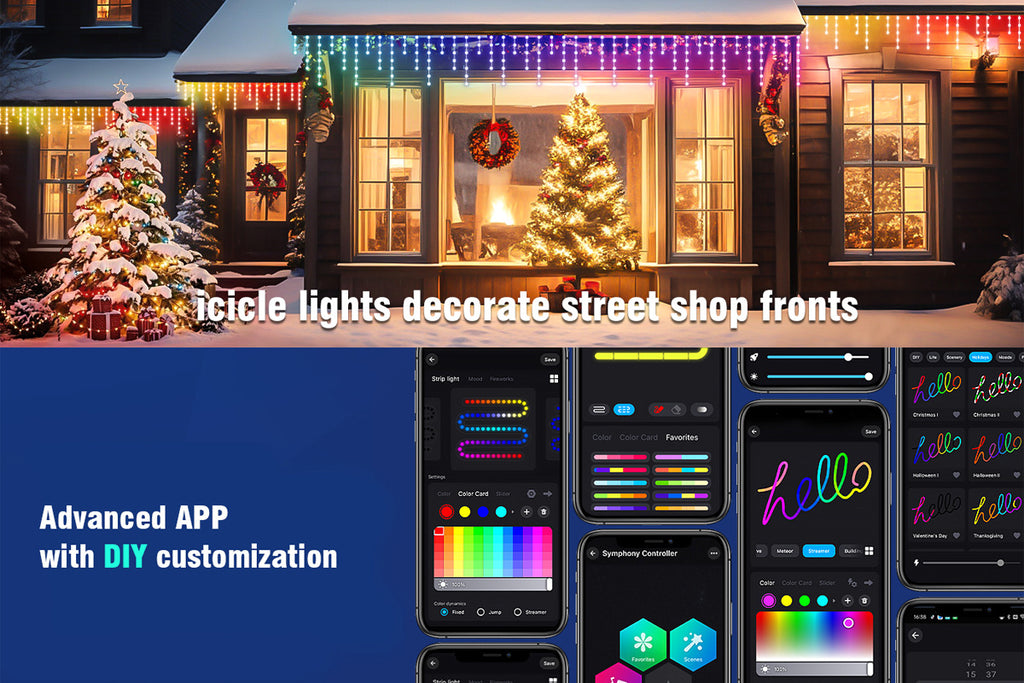 Bluetooth Icicle String Lights Icicle Lights Outdoor Eave Lights Waterfall Eave Lights Waterproof Eave Lights led Atmosphere Light String