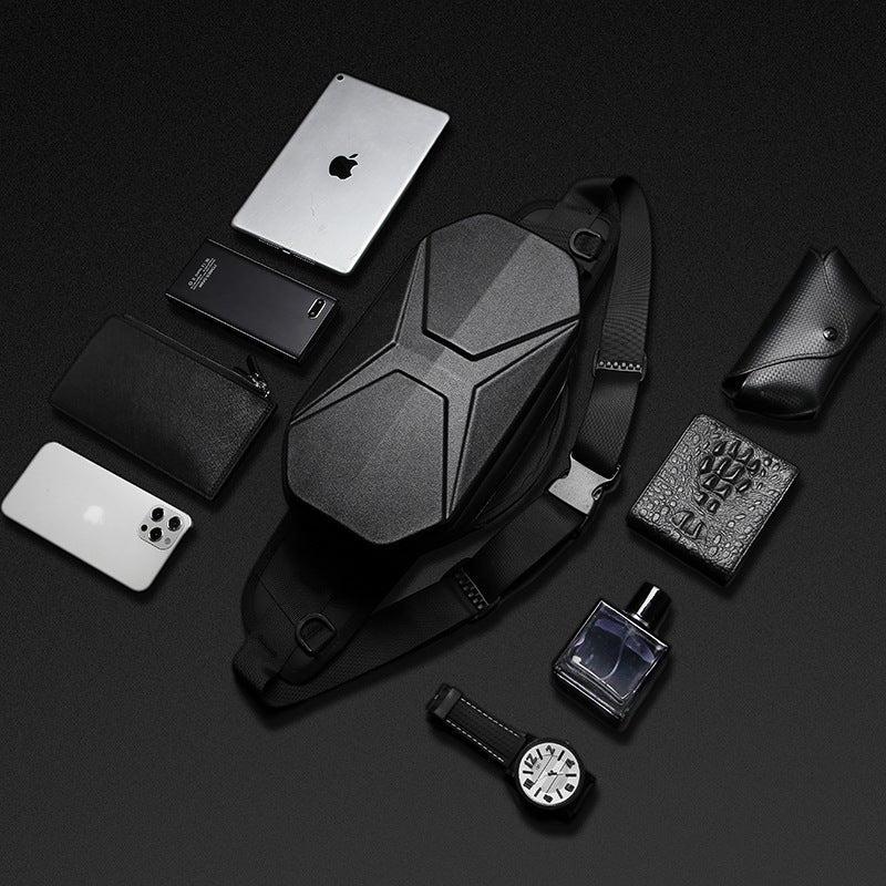 OZUKO Functional Waist Bag for Men PC Hard Shell Chest Bag Waterproof Trendy Sports Crossbody Multifunctional Waist Bag Wholesale