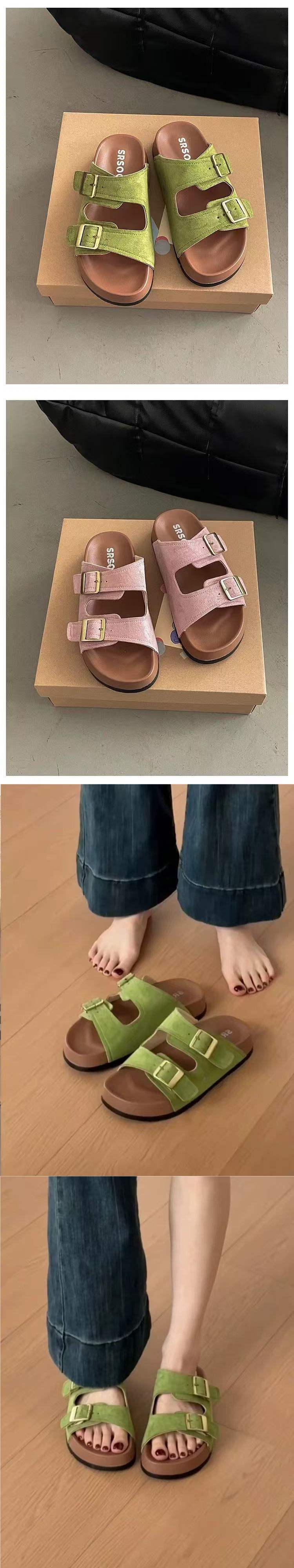 Platform Slippers Women's Summer Outerwear2025New Super Hot Beach Slip-On Yellow Birkenstock Sandals