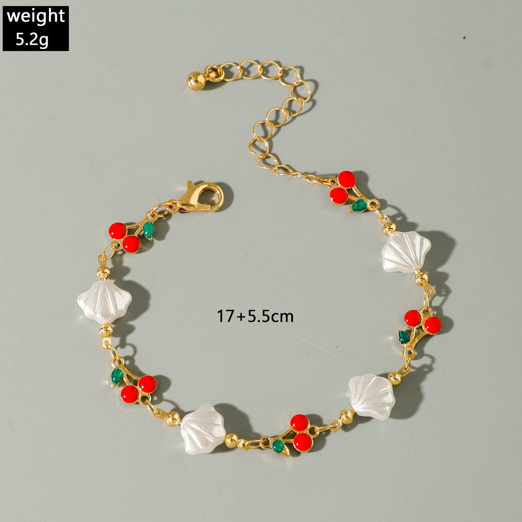 European and American Style Jewelry Light Luxury Imitation Pearl Cherry Necklace High-End Versatile Grass Multi-Layer Stacking Necklace Wholesale