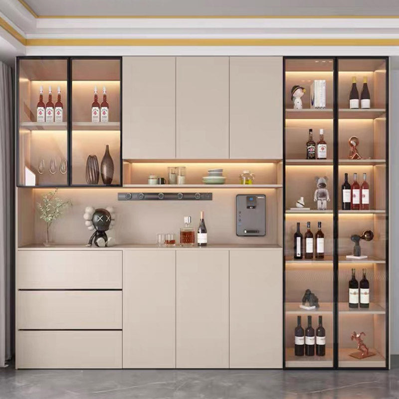 Aluminum Alloy Sideboard Cabinet with Glass Door Integrated Wall Simple Entryway Tea Water Living Room Dining Room Wine Storage Cabinet Manufacturer