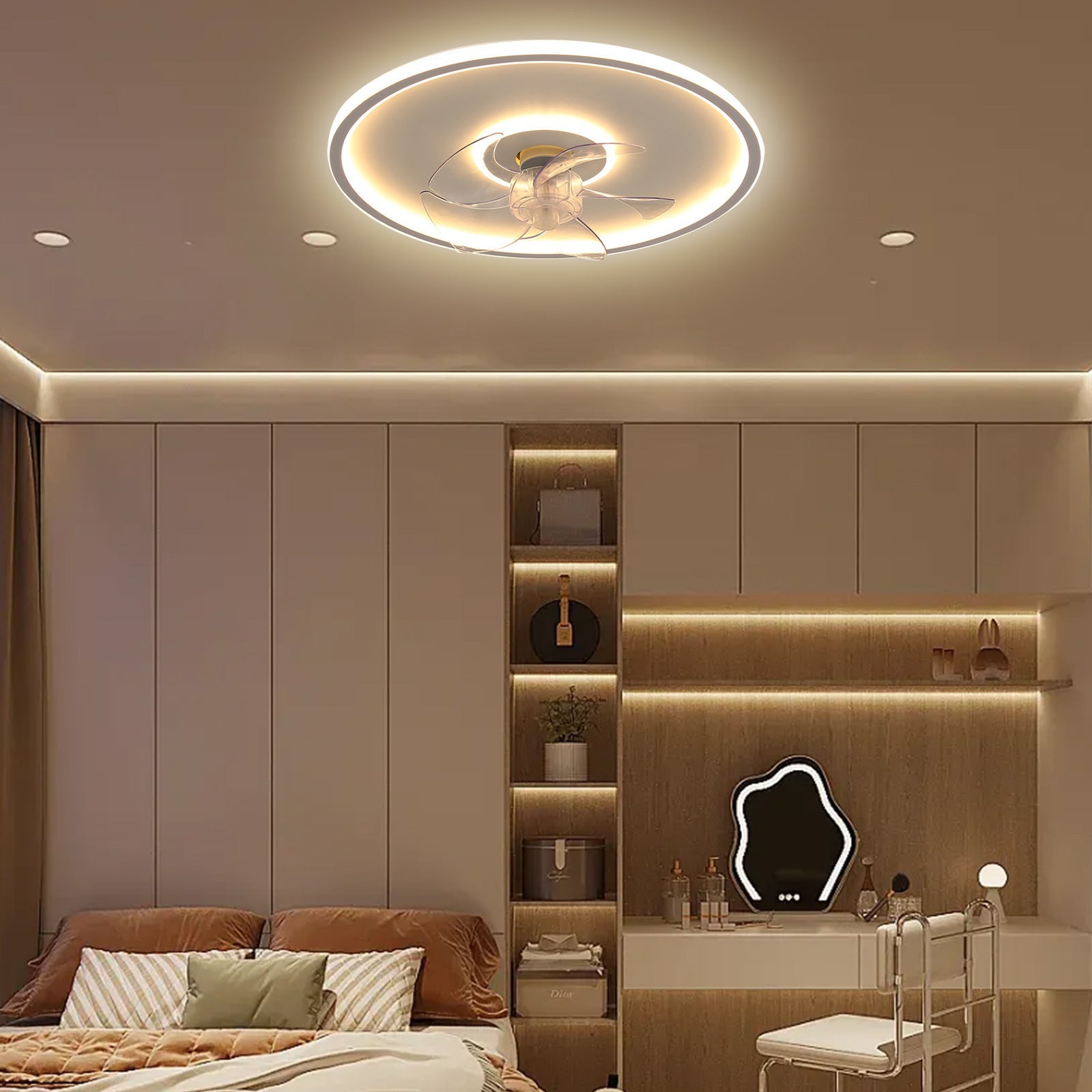Minimalist Bedroom Ceiling Fan Light Modern Simple Silent Master Bedroom Fan Round Dining Room Oscillating Ceiling Fan Light