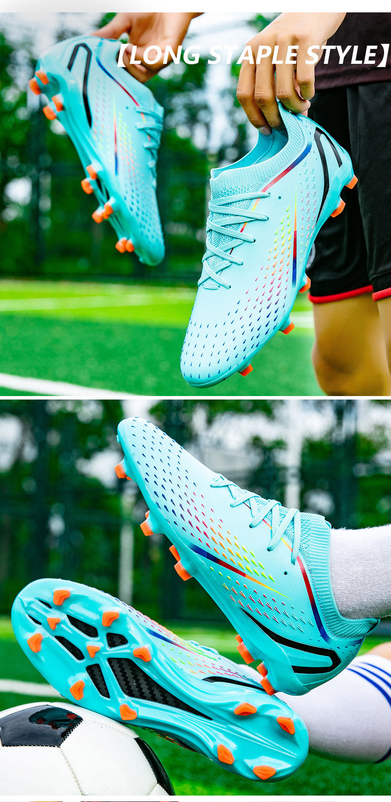 New Style Spike Soccer Shoes for Men, Students, Adults, Grass Training Long Spike Non-Slip Professional Competition Football Shoes