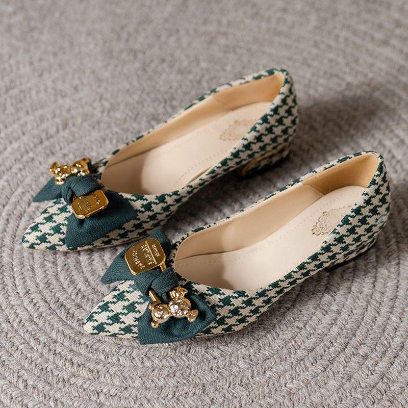 plus Size Women's Shoes35One43Wide Toe Fat Bean Shoes for Women, Shallow Mouth Fashionable Elegant Pointed Toe Evening Style Low Heel Single Shoes