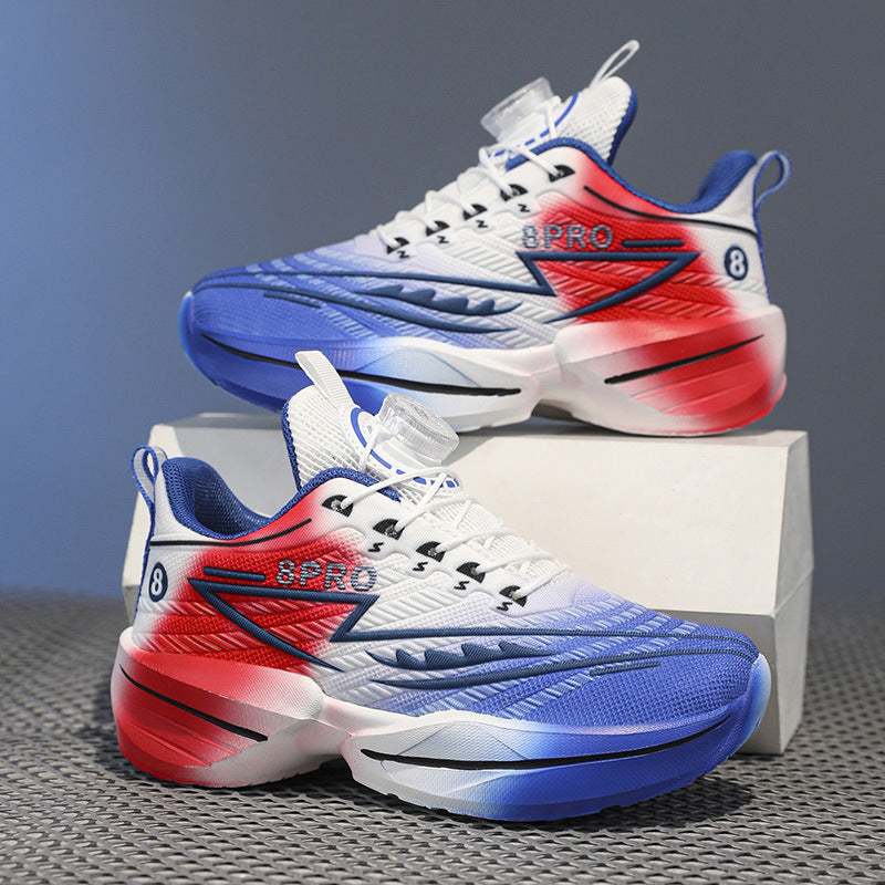 2025New Mesh Breathable Rotating Button Children's Shoes Student Training Running Shoes Red Rabbit Children's Mandarin Duck Sports Shoes