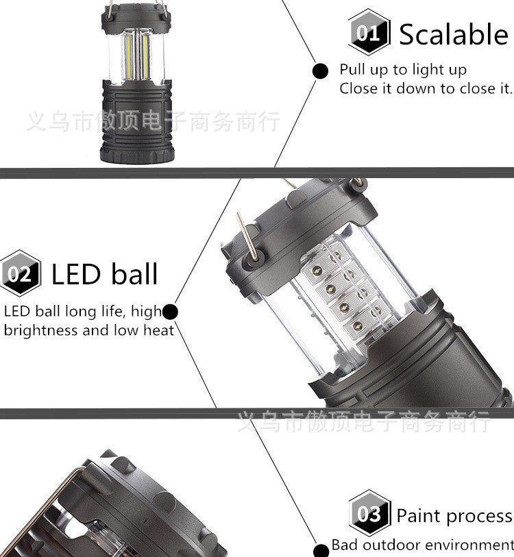 Super Bright Multi-Functional COB Tent light 30LED Camping Light Portable Camping Light Emergency Light Camp Light Pony Light