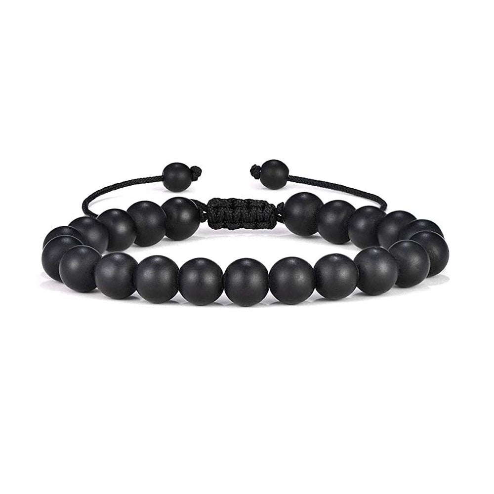 European and American Men's Volcanic Stone Woven Bracelet Natural Stone Adjustable Bracelet Frosted Tiger Eye Stone Woven Bracelet