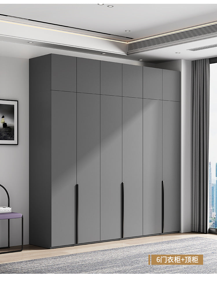 Flat Door Wardrobe Bedroom Dedicated Storage Cabinet Side Cabinet Shelf High-Grade Gray Color Matching Top-to-Top Wardrobe Free Delivery