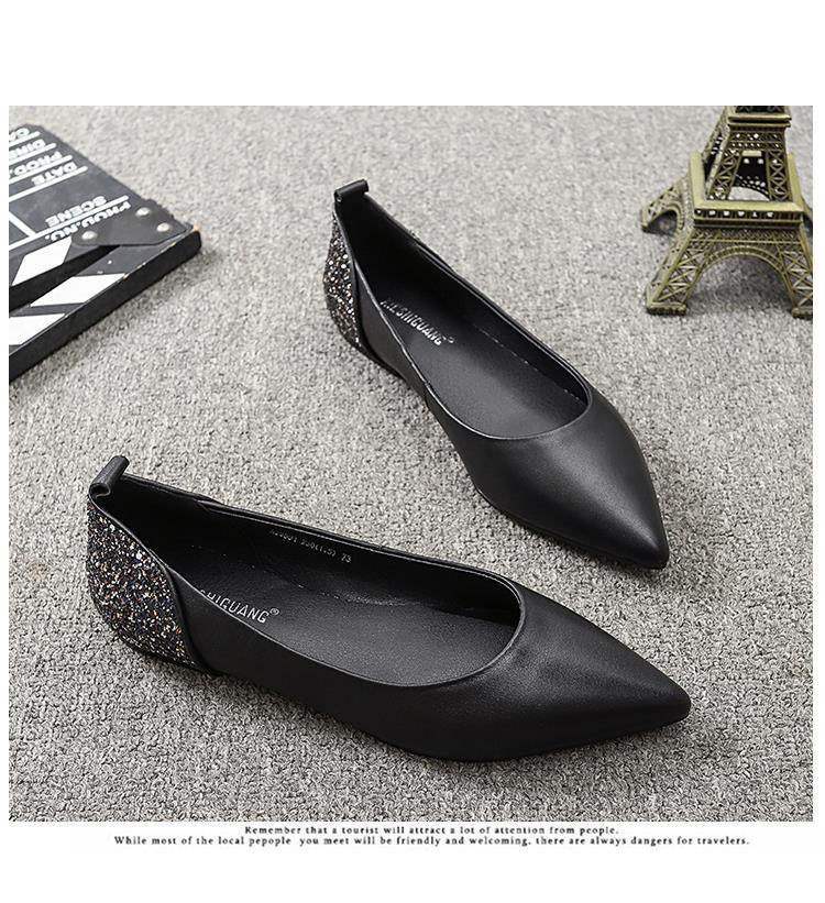 Women's Soft Leather Flat Shoes2025Pointed Toe French Style New Spring and Autumn Evening Breeze Soft Sole Shallow Mouth Comfortable Grandma Shoes Trendy