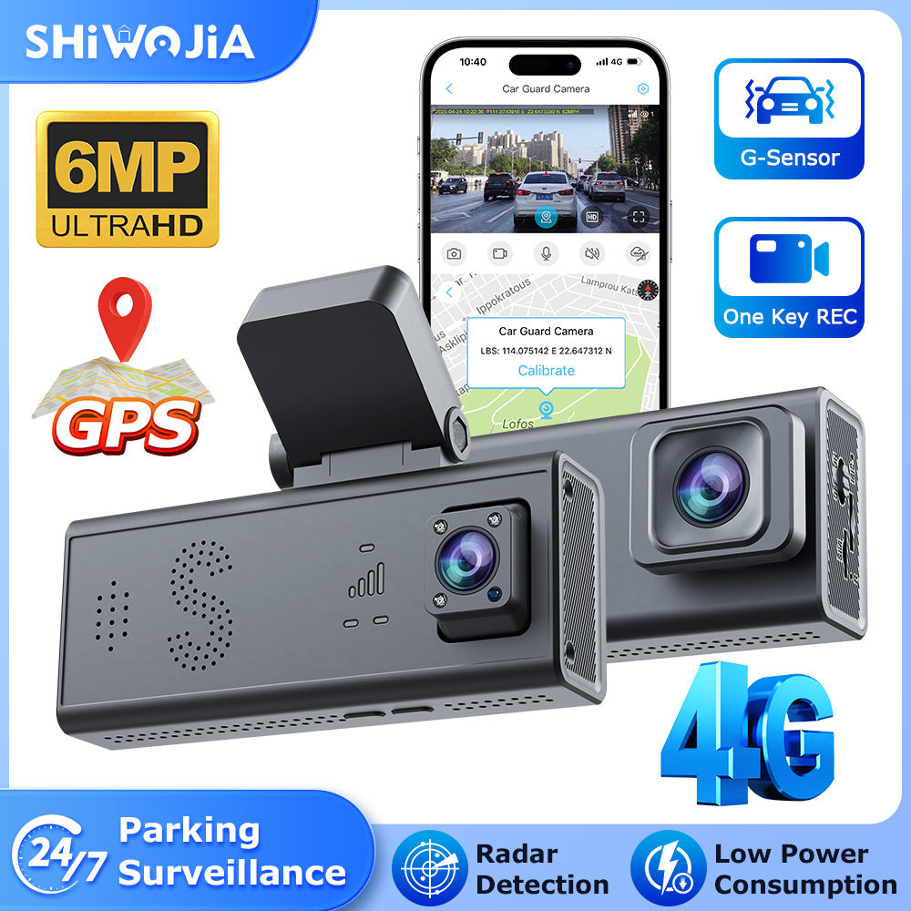 Factory Private Model600Wan Gaoqing4G Double Lens GPS Positioning Vehicle Parking Monitoring Camera Recorder