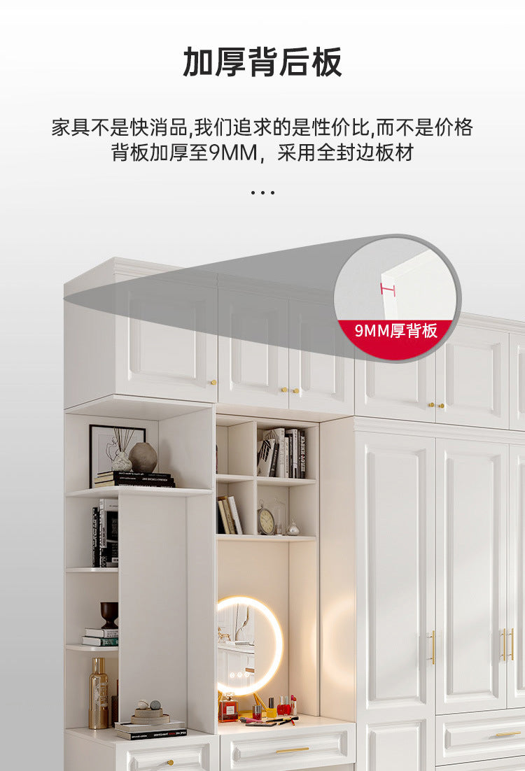 90Corner Wardrobe for Home Bedroom, Suitable for Various Sizes, Dressing Table Integrated, Trendy Simple European Style Large Wardrobe