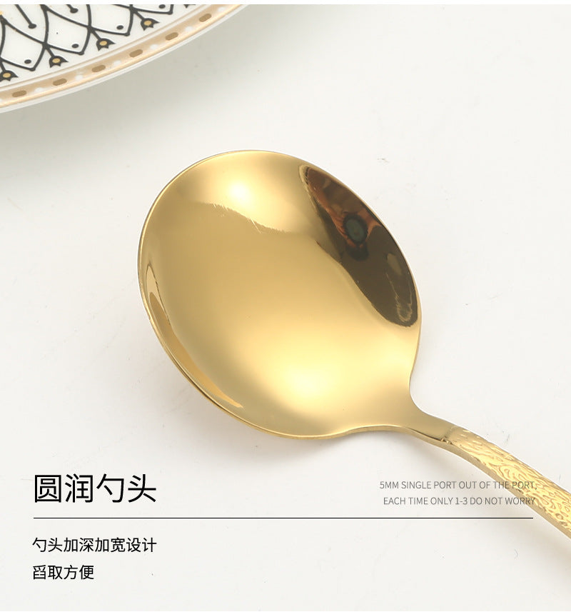 Stainless Steel Cutlery Western Knife Fork Spoon Restaurant Steak Knife Fork Hammer Pattern Portugal24Set