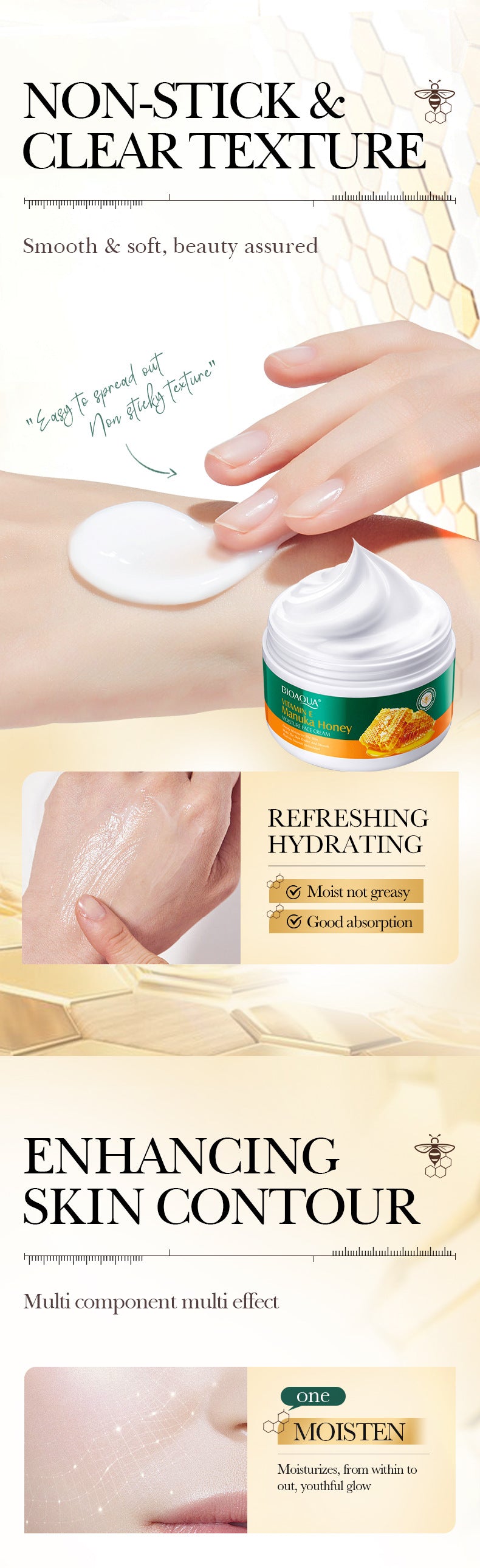 Vitamin E Manuka Honey Face Cream BIOAOUA Moisturizing and Nourishing Face Cream Cross-Border Wholesale