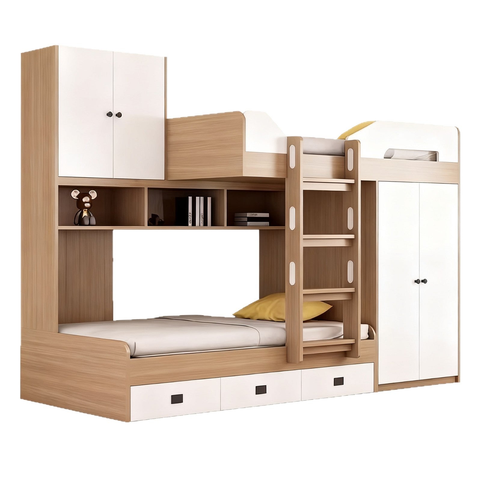 Customizable Whole House Bed with Offset Design, Double Layer Bed with Wardrobe, Small Apartment High and Low Bed, Children's Bed, Parent-Child Bed, Direct from Factory
