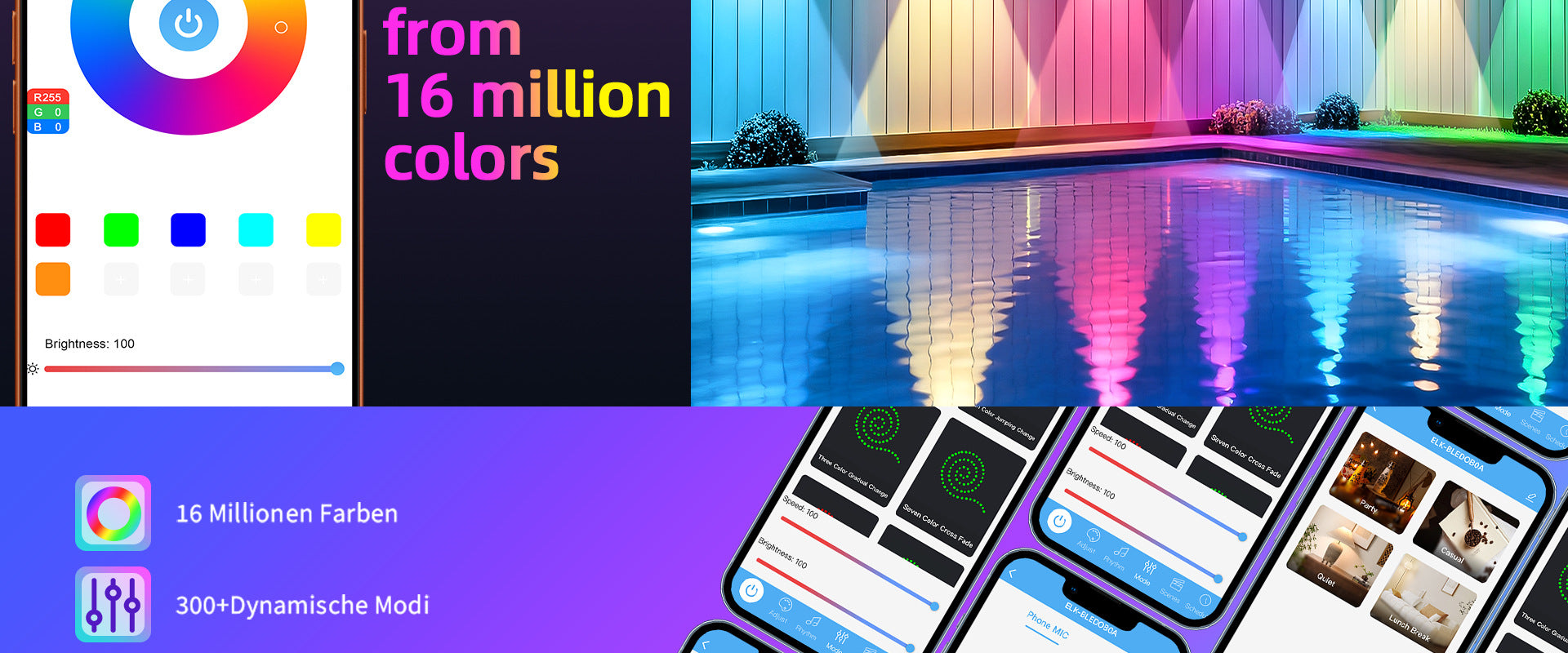 Bluetooth fence light RGBCW Iridescent Fence Light Wall Washer Light Fence Light Garden Light Waterproof Decorative Light