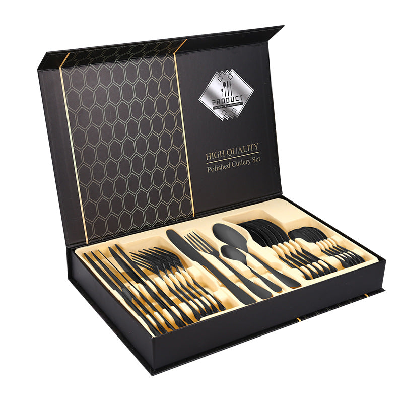 1010Stainless Steel Tableware Hotel Restaurant Knife Fork Spoon Set Western Steak Knife Fork24Set