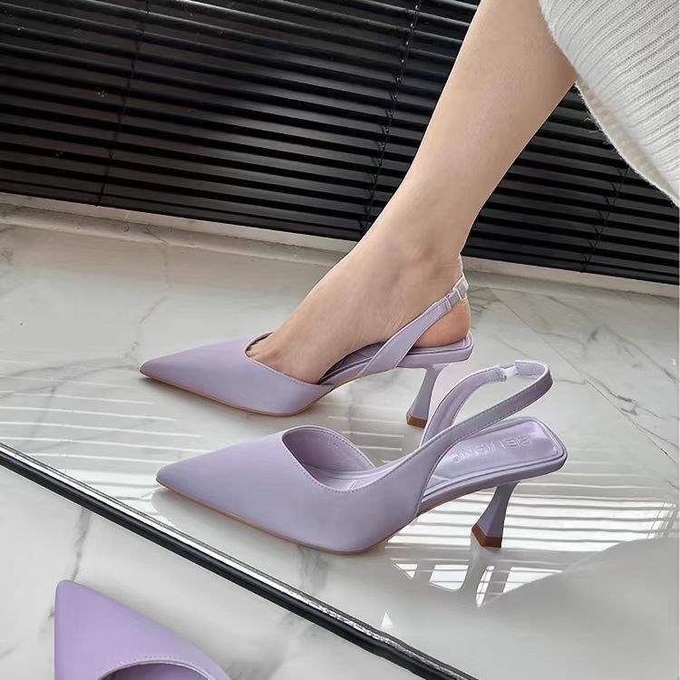 French Style Closed-Toe High Heels for Women2025New Year's New Pointed Toe Stiletto Shoes Niche Design Sense Elegant Sexy Sandals