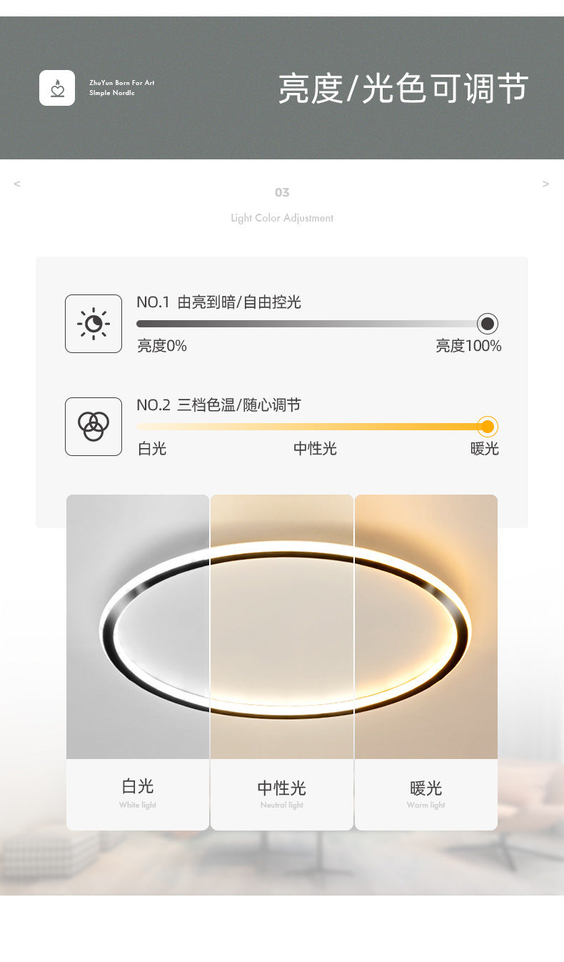 Master Bedroom Light Simple Modern Creative Round New Style Living Room Ceiling Light Nordic Personality Warm Romantic Room Light