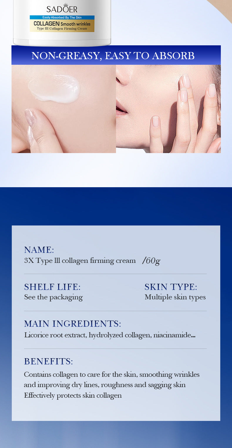 Cross-border Type III Collagen Wrinkle Cream60g Skin rejuvenation hydrating moisturizing face cream wholesale from foreign trade manufacturer