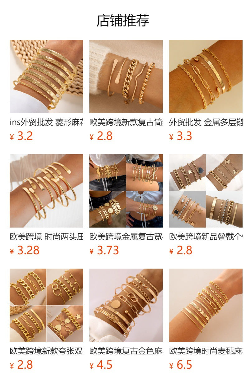 European and American Ornament Stackable Round Imitation Pearl Smooth Open Bracelet Fashion Jewelry Bracelet Wholesale