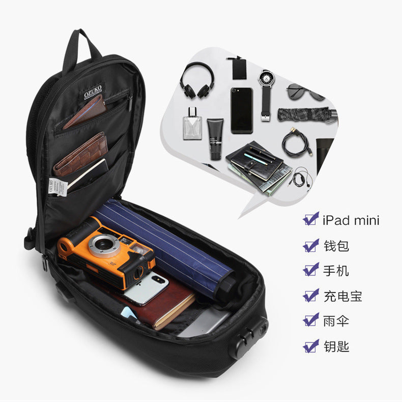 OZUKO Hard Shell Chest Bag Men's Crossbody Bag Anti-Theft Waterproof Cycling Outdoor Multi-Functional Sports Shoulder Bag