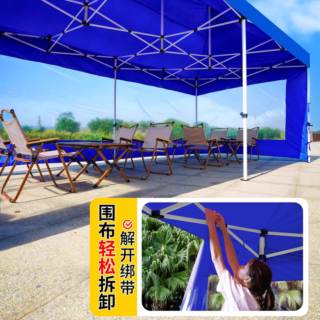 Late Night Food Stall Night Market Tent Surround Cloth for Setting Up Stalls with Four-Sided Transparent Enclosure Four-Legged Umbrella Outdoor Sunshade Foldable Rainproof Shelter