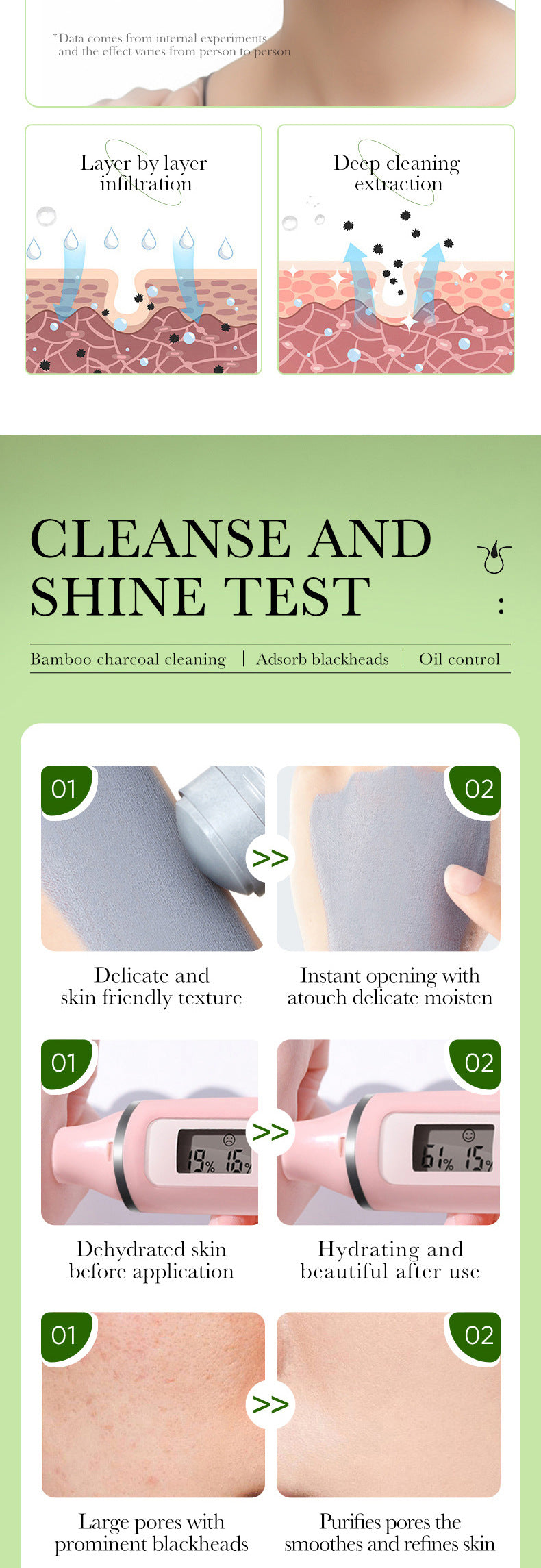 Bamboo Charcoal Solid Mask40g ZOZU Clean pores refreshing portable clay mask stick cross-border wholesale