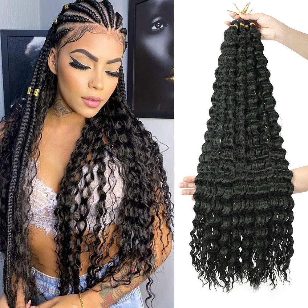 European and American Cross-Border African Synthetic Hair Wig Crochet Hair Extensions Curly Hair Piece DeepWaterWaveHair Long Curly Hair