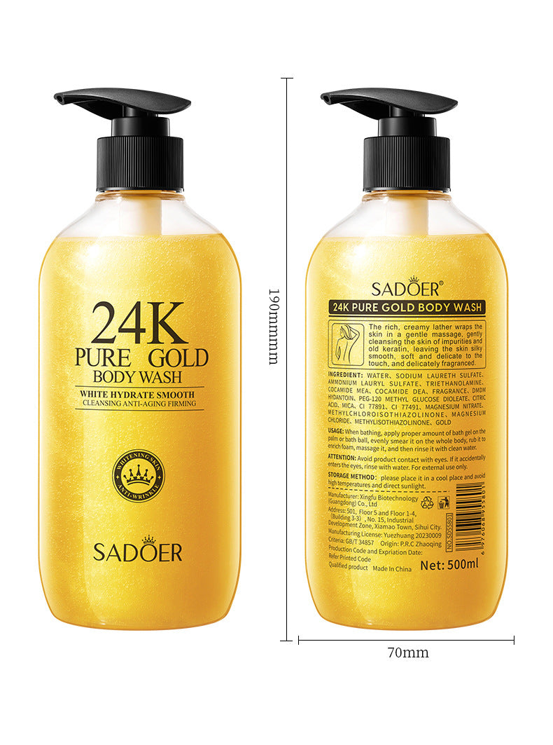 24K Gold Shower Gel500ml SADOER Cleansing and Moisturizing Fragrance Body Wash Cross-Border Wholesale