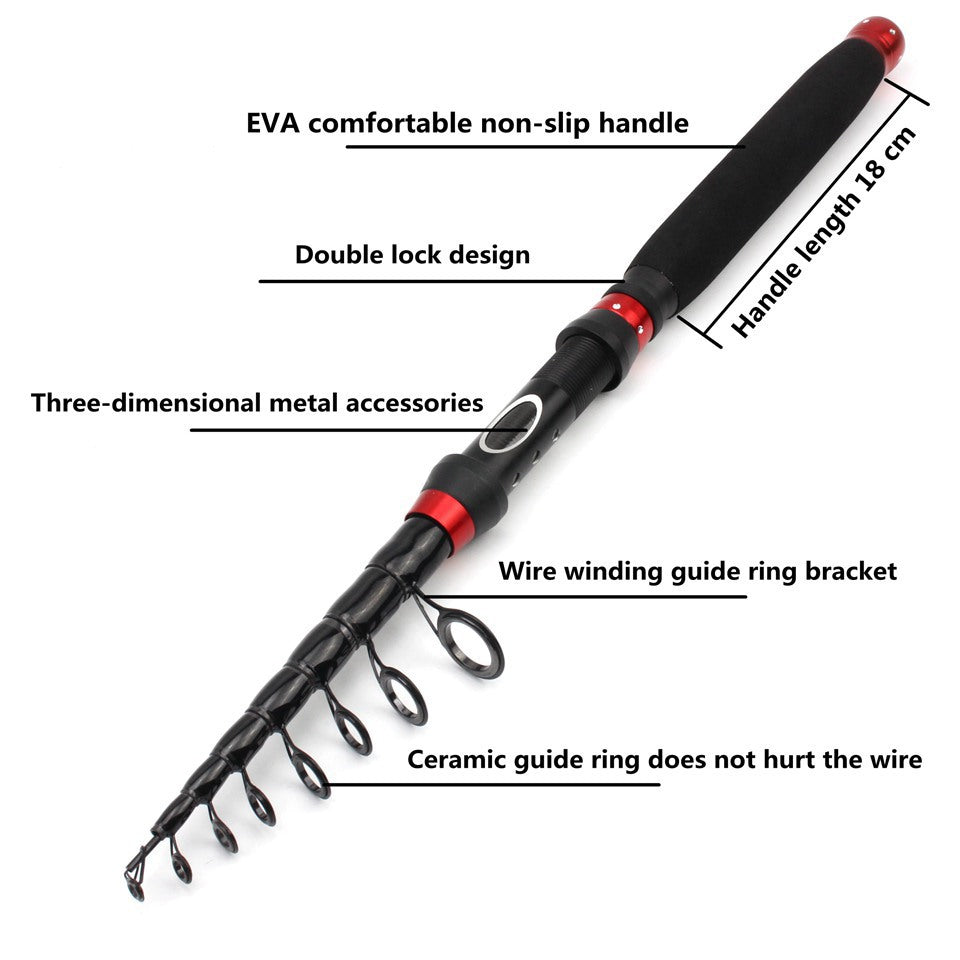 Comfortable Extended Handle Carbon Short Section Telescopic Lure Rod FBA Fishing Gear Set Short Casting Rod