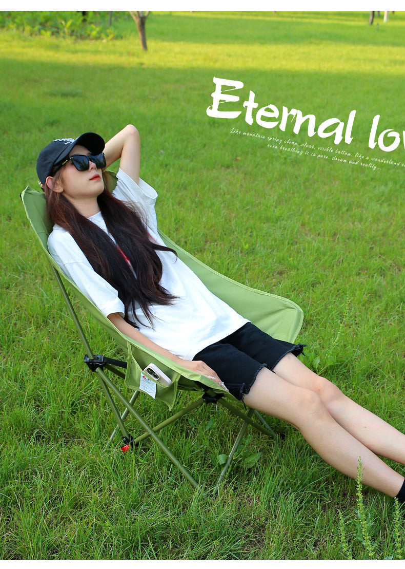Three-Position Adjustable Moon Chair Reclining Heightened Backrest Outdoor Folding Camping Portable Multi-Functional Chair Camping Chair