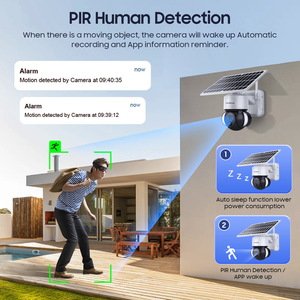 600Wan HD Outdoor Courtyard Solar Binocular Zoom Camera4G Wireless Night Vision Remote Early Warning Monitoring