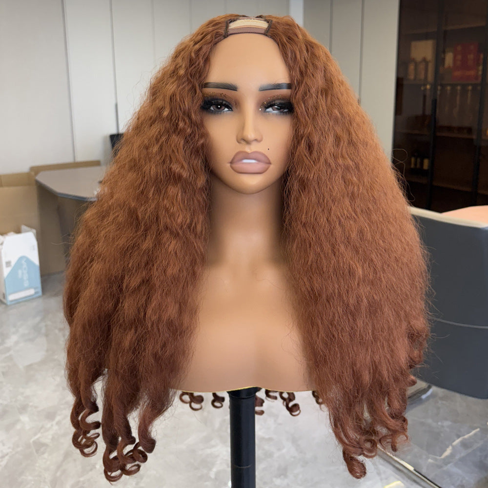 v-part Afro curls Hot Sale 180% Afro Curly Bouncy V Part Wig