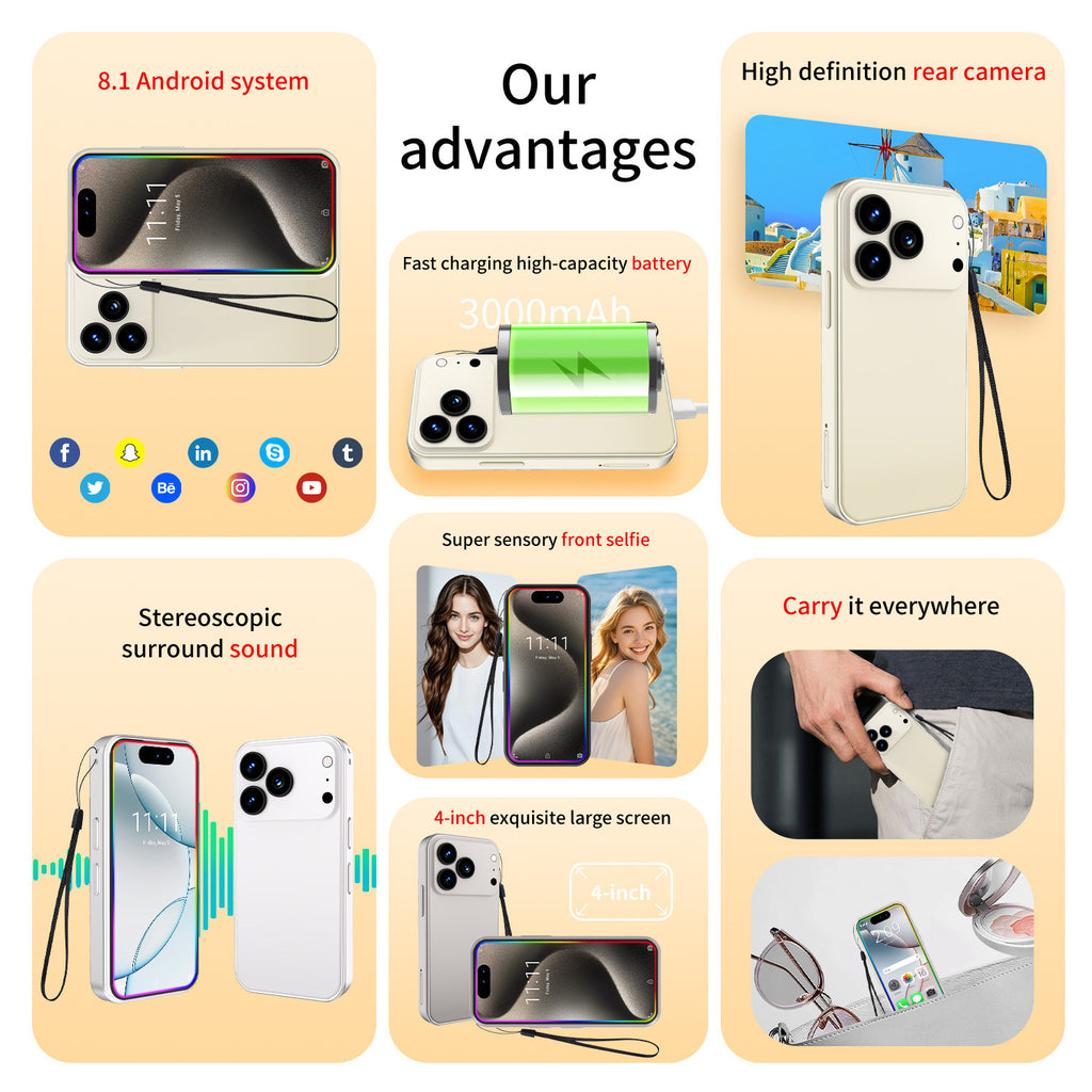 Export Mini 17promax New Mini Phone Android Smart Google Store4.0Inch3G