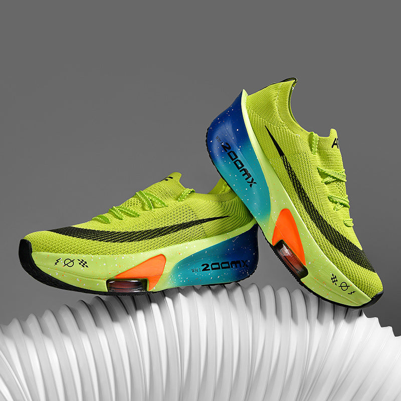 2025Autumn New High Elastic Double Mesh Breathable Sports Shoes Air Cushion Shock Absorption Full Palm Carbon Plate Couple Racing Running Shoes