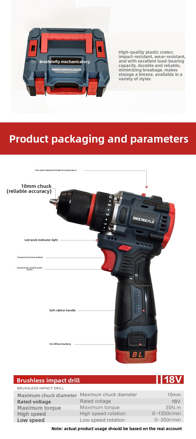 Electric hand drill10MM Brushless16.8V Metal Chuck Domestic Sales Explosion Factory Direct Sales Large Volume Great Price