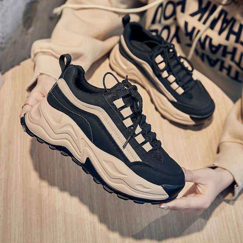 Women's Dad Sneakers Slimming ins Tide2025Spring and Autumn New Women's Shoes Casual Thick-Soled Student Height-Increasing Casual Sneakers