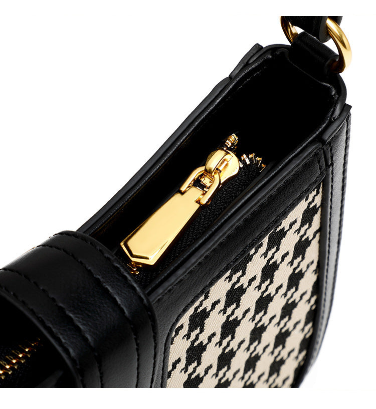 Houndstooth Crossbody Bag Baguette Underarm Bag Spring Autumn Women's Bag Small Square Bag Niche Versatile Commuter Handbag Shoulder Bag