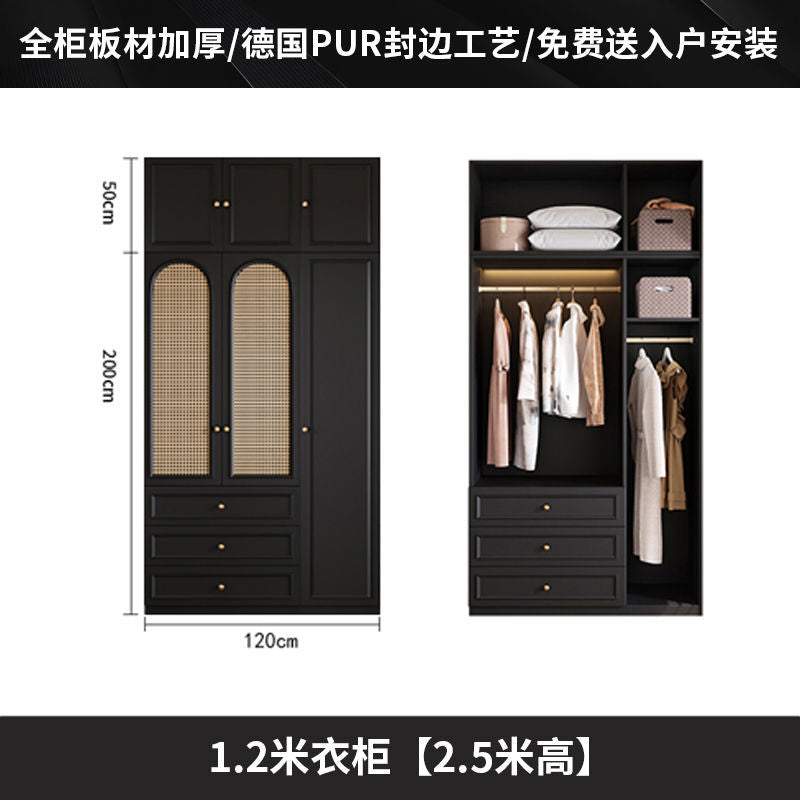 Vintage Style Wardrobe Black Cabinet Wardrobe for Home Bedroom Small Apartment Modern Simple Side Cabinet Top Cabinet Furniture Wardrobe