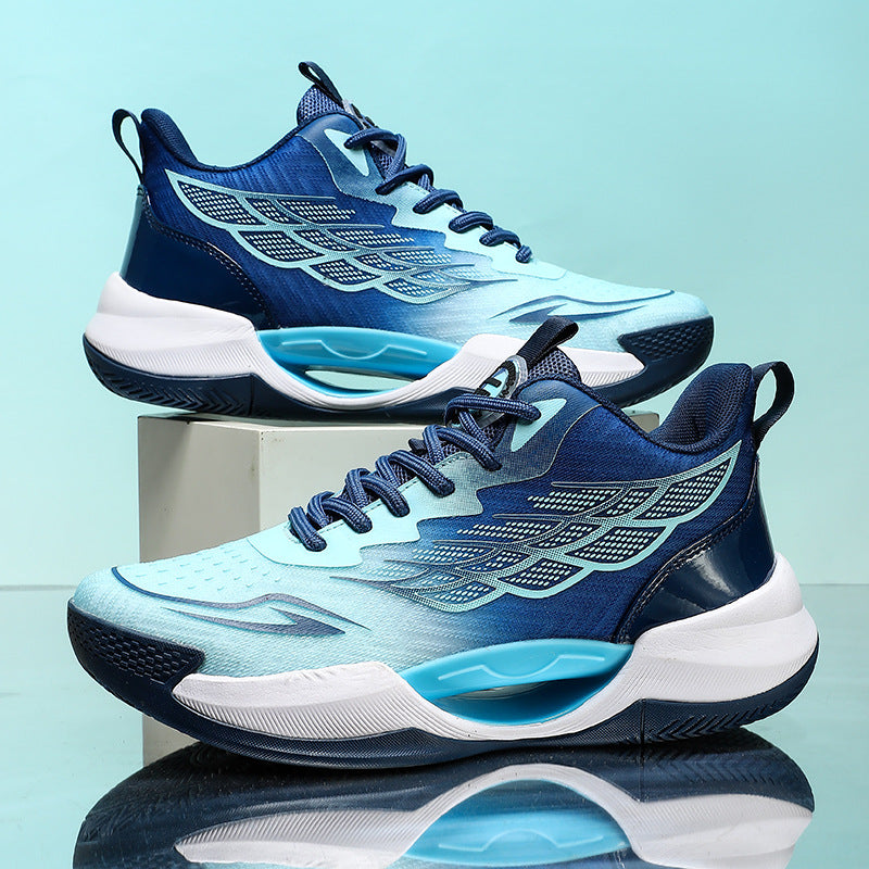 2025New Men's Shoes Mesh Breathable High Elastic Shock Absorption Sports Shoes Youth Casual Non-slip Thick Bottom Basketball Shoes