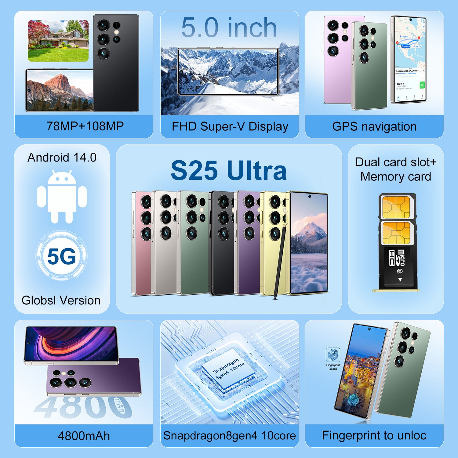 Hot Selling Product Mini S25 Ultra Smartphone4+64G All-Network Dual-SIM Dual-Standby Android mini Hand