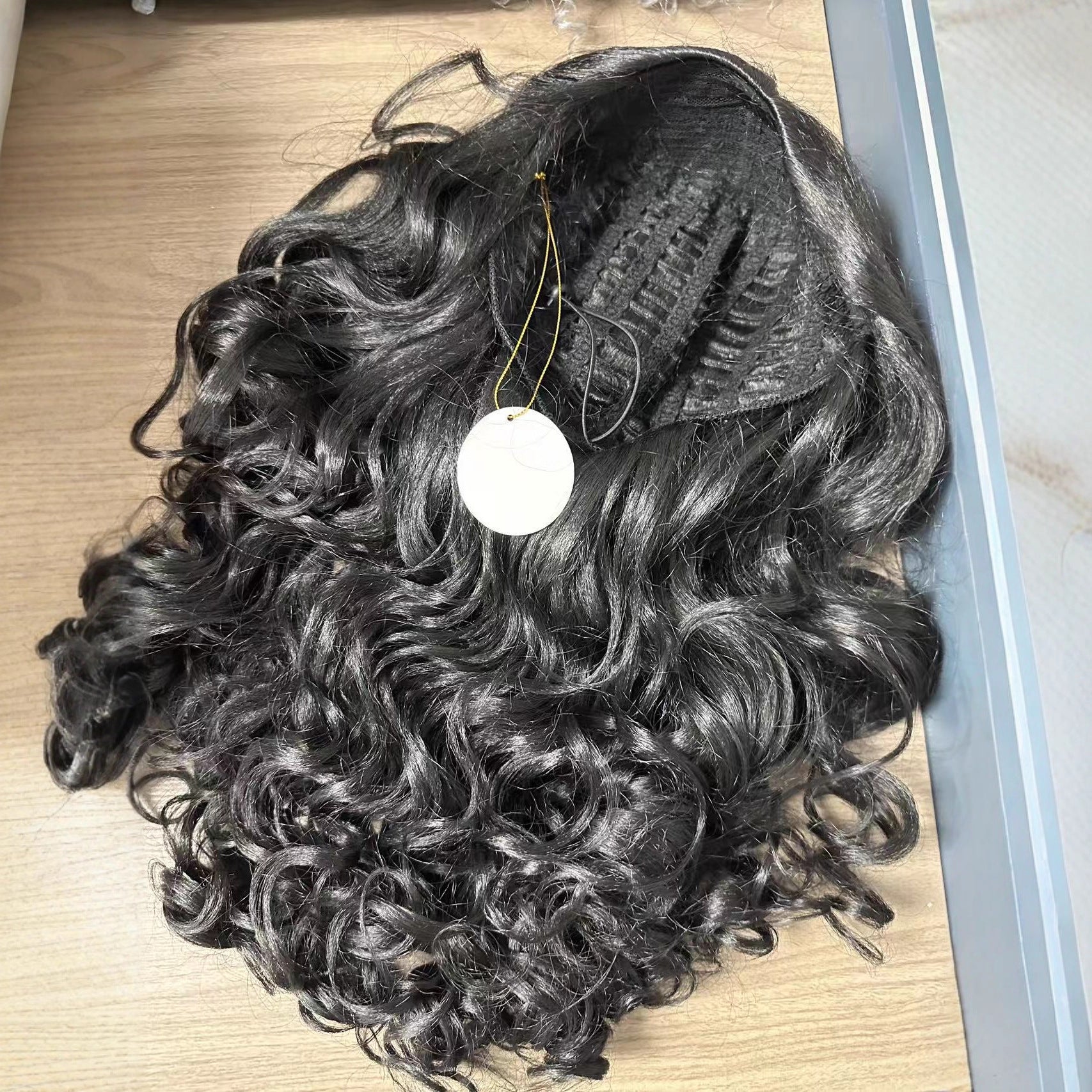 Africa Afro curly wig Synthetic Half Wig with Drawstring Full Machine-Made Glueless Wig