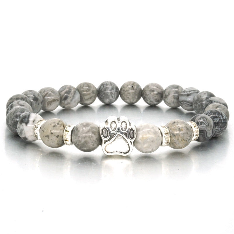 Popular Natural Stone White Pine Gold Flakes Bracelet Bracelet Unisex Bracelet Manufacturer Direct Sale