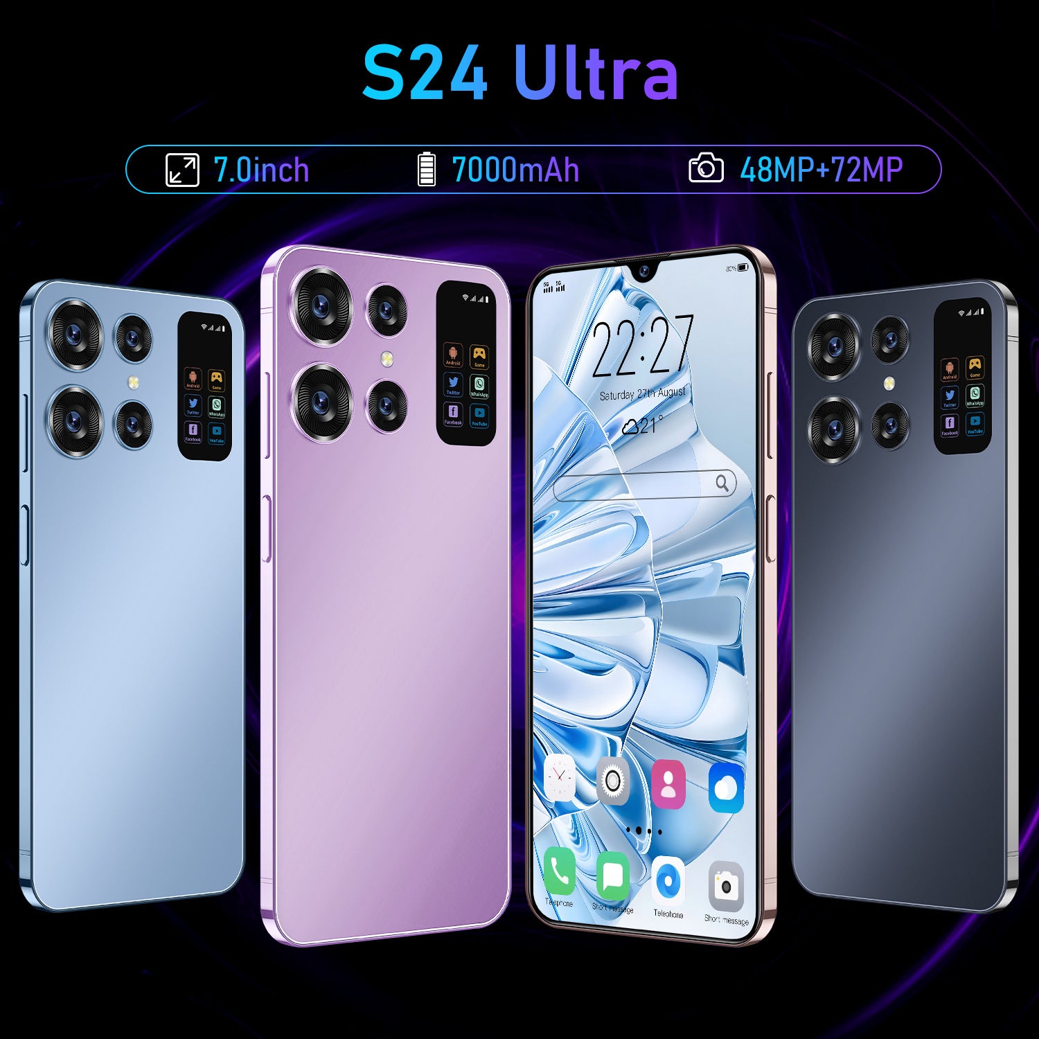 Android Phone S24New Smartphone7.3Inch Large Screen2+16G Android Smart Phone Wholesale