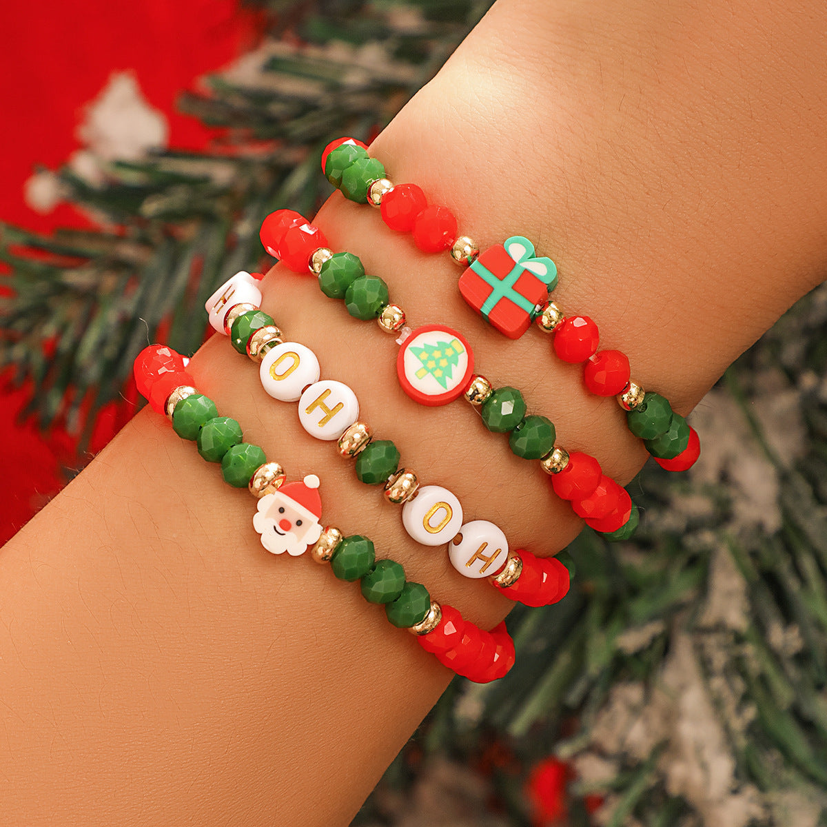 Women's Holiday Gift Bracelet Santa Claus Set Snowman Soft Clay Ornaments European and American Christmas Bracelet