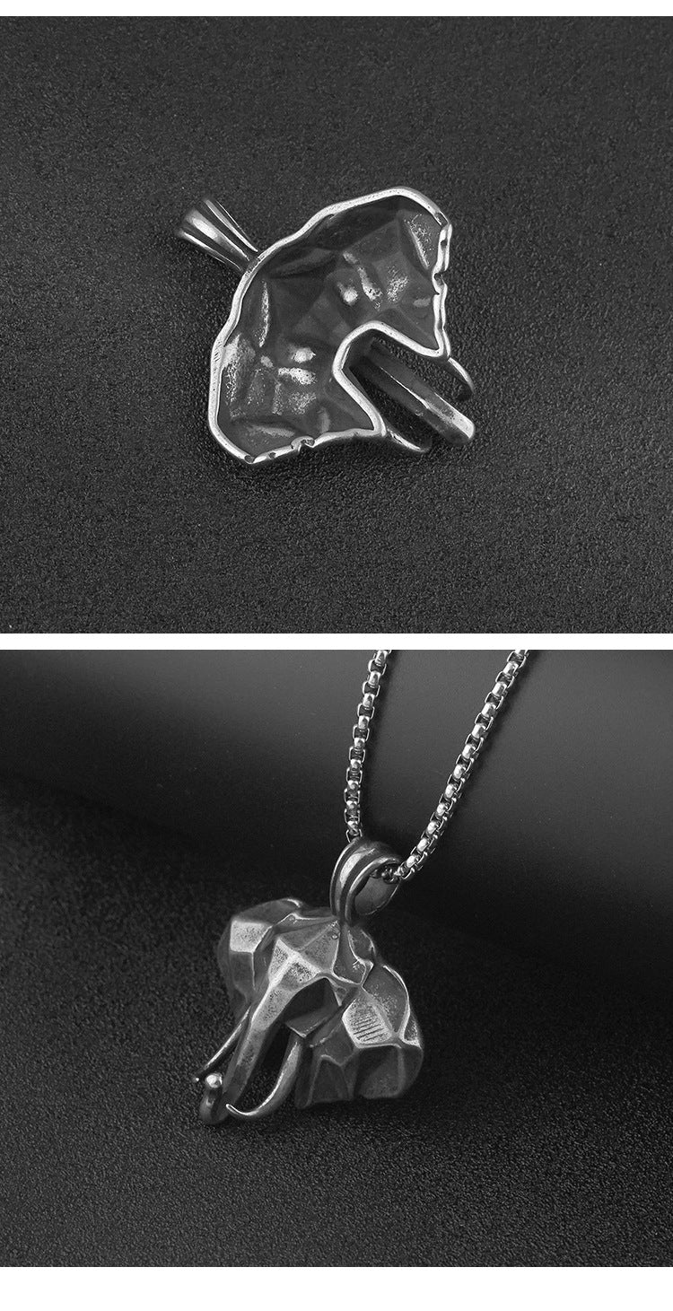 Titanium Steel Elephant Personality Necklace304Stainless Steel Jewelry316L Stainless Steel Distressed Craft Pendant Wholesale